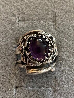 Vintage Sterling Silver Ring 7 Handmade Amethyst OOAK Boho Bob Stringer Y2K $325